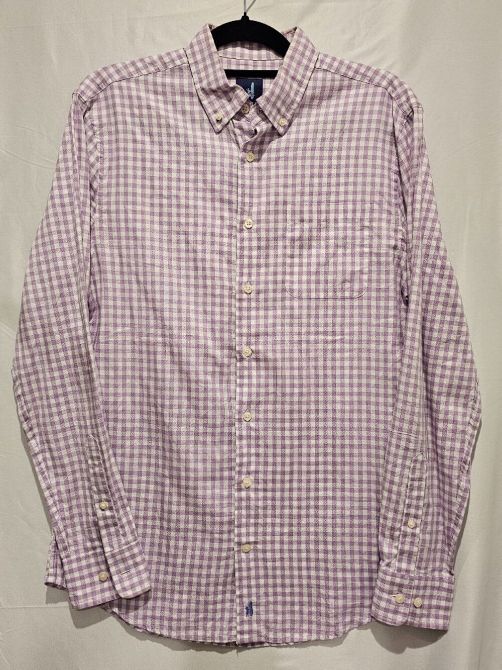 Johnnie-O Men's Purple Cotton Gingham Button Down Shirt - Stylish Casual Wear